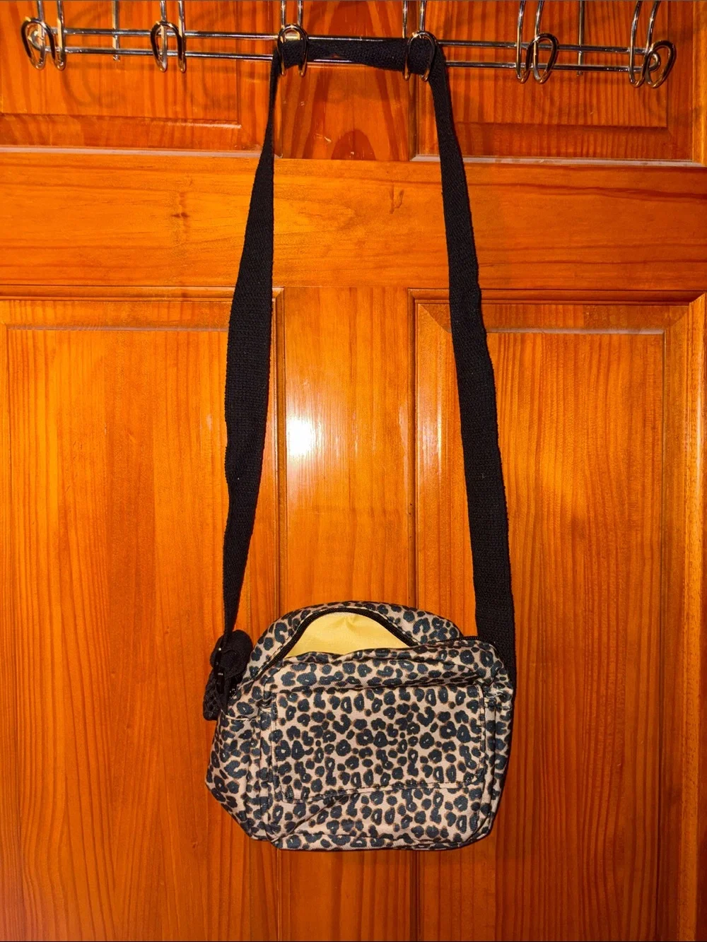 SHEIN Leopard Print Crossbody in Tan and Black with Yellow Lining